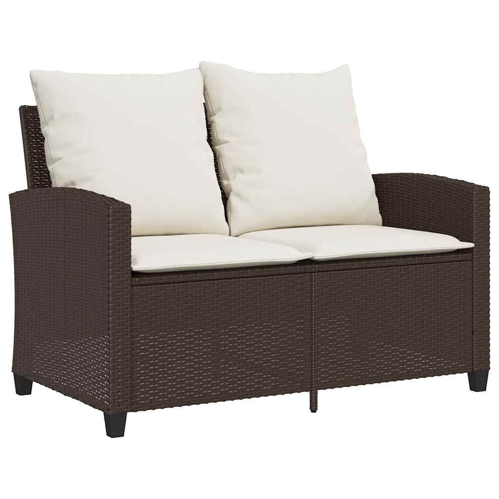 6-tlg. Garten-Sofagarnitur mit Kissen Braun Poly Rattan